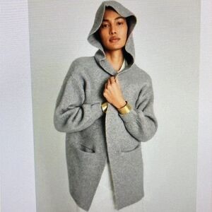 New! Beryll Vivi Cashmere Cropped Coat with Hood in Shell Gray One Size NWT